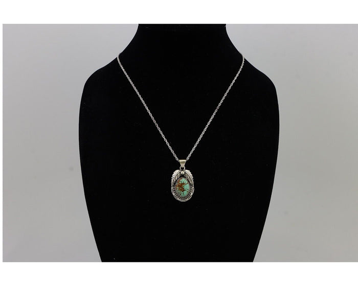 Navajo Mine 8 Turquoise Necklace 925 Silver Artist Signed SunRise C.80's