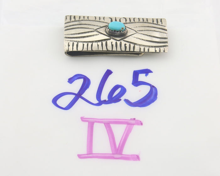 Navajo Money Clip 925 Silver & 999 Nickle Hand Stamp Native American Artist C80s