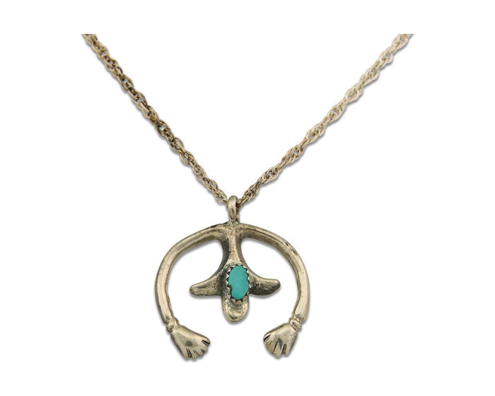 Navajo Naja Necklace Sterling Silver Authentic Natural Turquoise Vintage