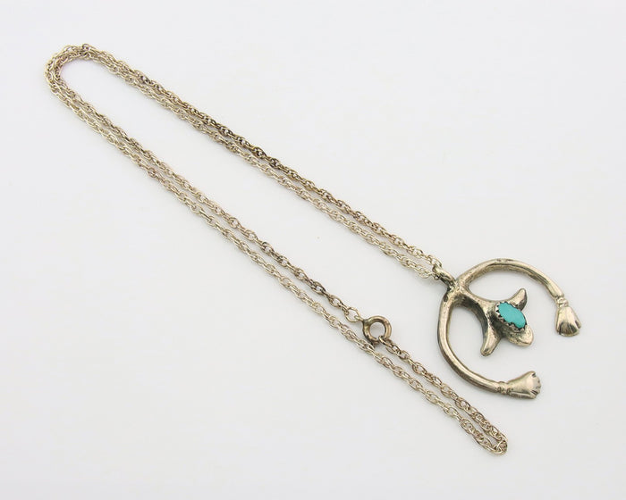 Navajo Naja Necklace Sterling Silver Authentic Natural Turquoise Vintage