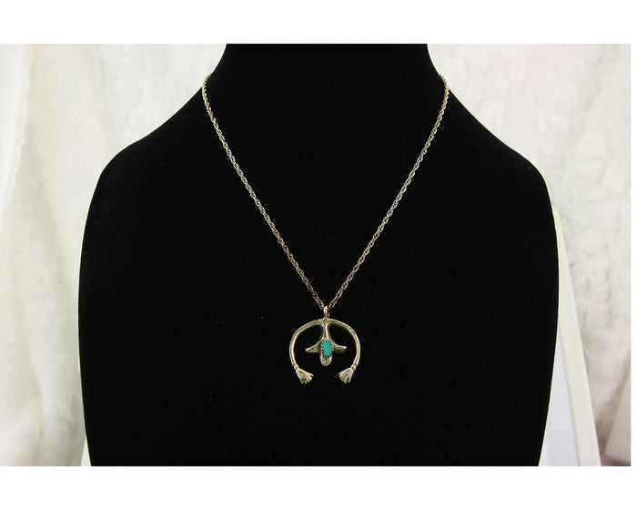 Navajo Naja Necklace Sterling Silver Authentic Natural Turquoise Vintage
