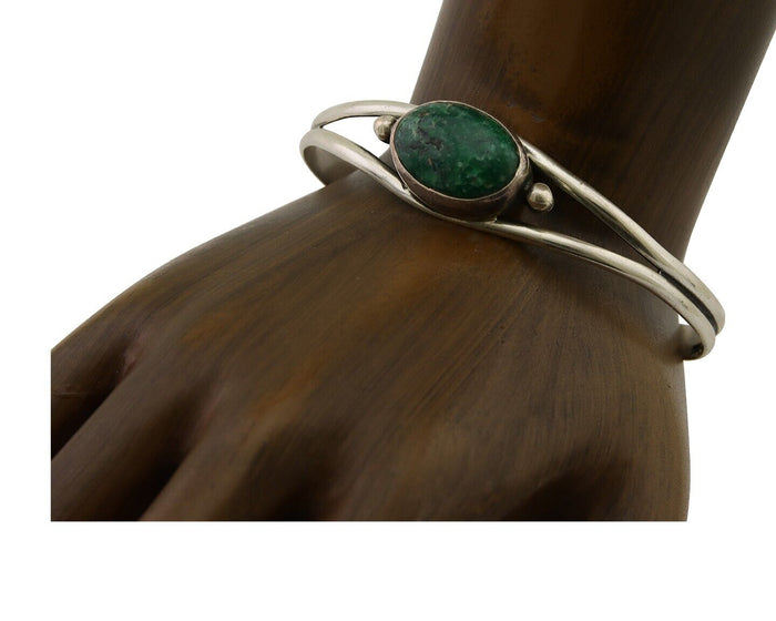 Navajo Natural Southwest Turquoise Bracelet 925 Silver Artist Native American