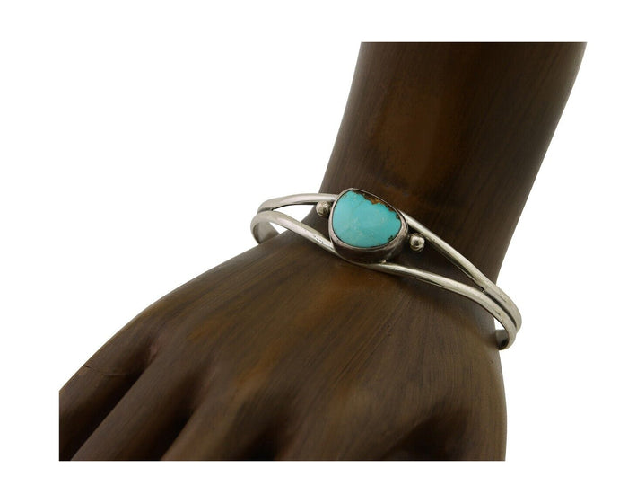 Navajo Natural Southwest Turquoise Bracelet 925 Silver Artist Native American