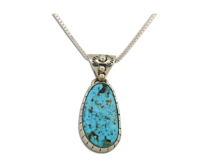 Navajo Necklace 925 Silver Blue Diamond Turquoise Artist Native American C.80's