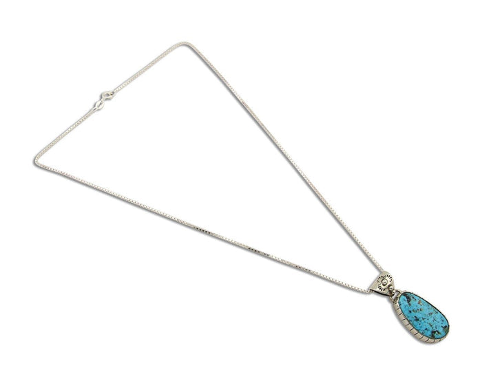 Navajo Necklace 925 Silver Blue Diamond Turquoise Artist Native American C.80's