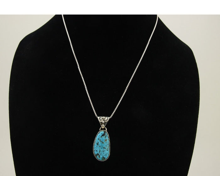 Navajo Necklace 925 Silver Blue Diamond Turquoise Artist Native American C.80's