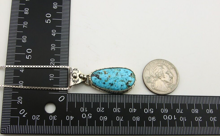 Navajo Necklace 925 Silver Blue Diamond Turquoise Artist Native American C.80's