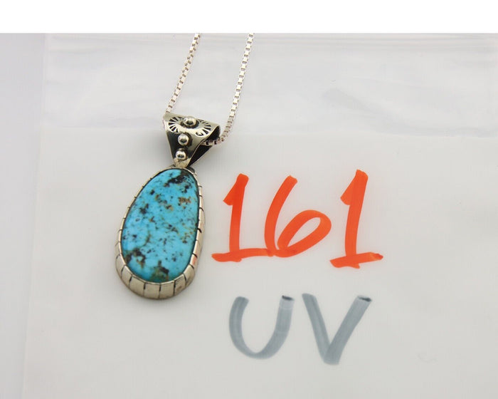 Navajo Necklace 925 Silver Blue Diamond Turquoise Artist Native American C.80's