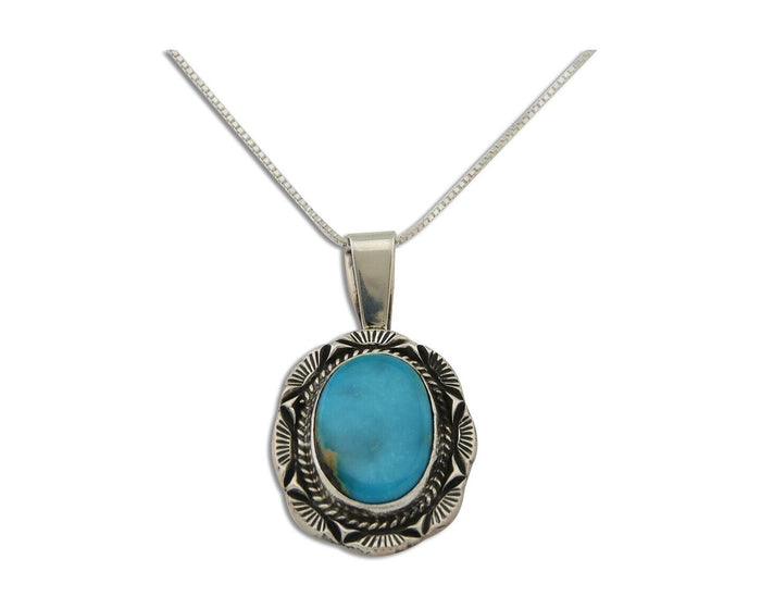Navajo Necklace 925 Silver Blue Gem Turquoise Artist Signed Mike Begay C.80s