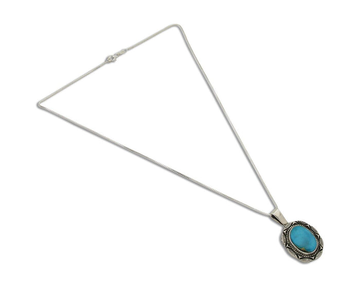 Navajo Necklace 925 Silver Blue Gem Turquoise Artist Signed Mike Begay C.80s