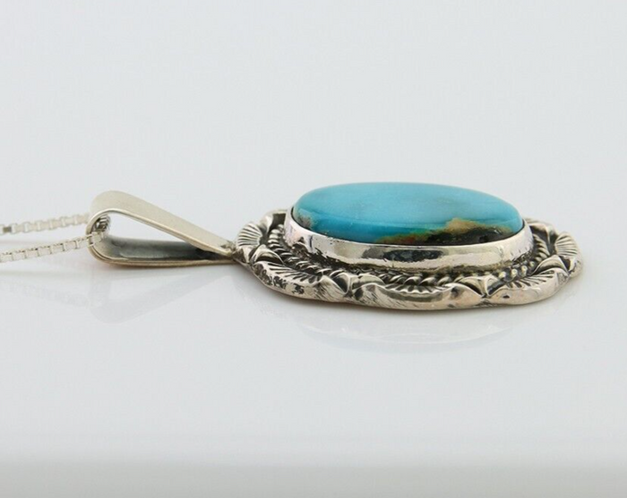 Navajo Necklace 925 Silver Blue Gem Turquoise Artist Signed Mike Begay C.80s