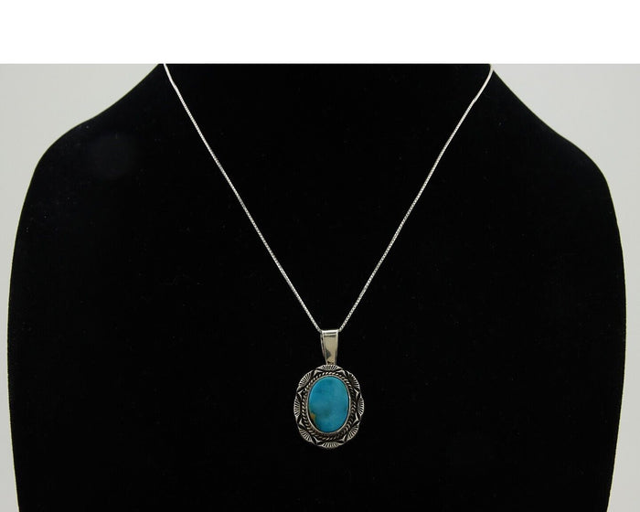 Navajo Necklace 925 Silver Blue Gem Turquoise Artist Signed Mike Begay C.80s