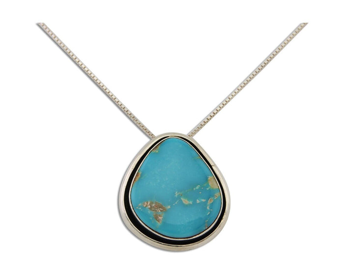 Navajo Necklace 925 Silver Blue Turquoise Artist Signed Doug Zachary C.80's