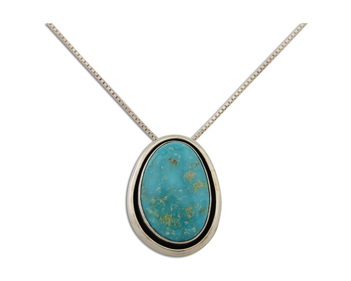 Navajo Necklace 925 Silver Blue Turquoise Artist Signed Doug Zachary C.80's