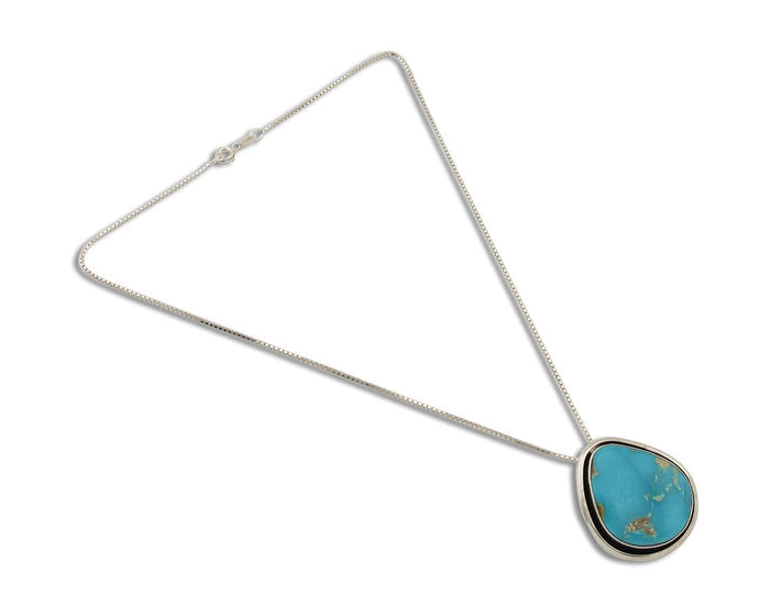 Navajo Necklace 925 Silver Blue Turquoise Artist Signed Doug Zachary C.80's