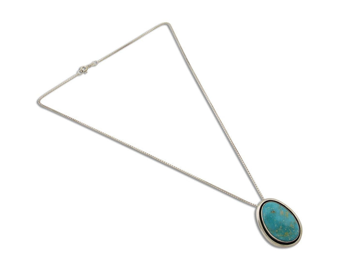 Navajo Necklace 925 Silver Blue Turquoise Artist Signed Doug Zachary C.80's