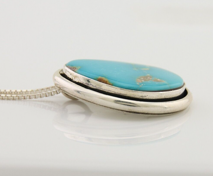 Navajo Necklace 925 Silver Blue Turquoise Artist Signed Doug Zachary C.80's