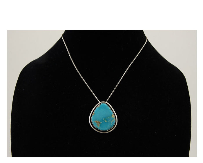 Navajo Necklace 925 Silver Blue Turquoise Artist Signed Doug Zachary C.80's