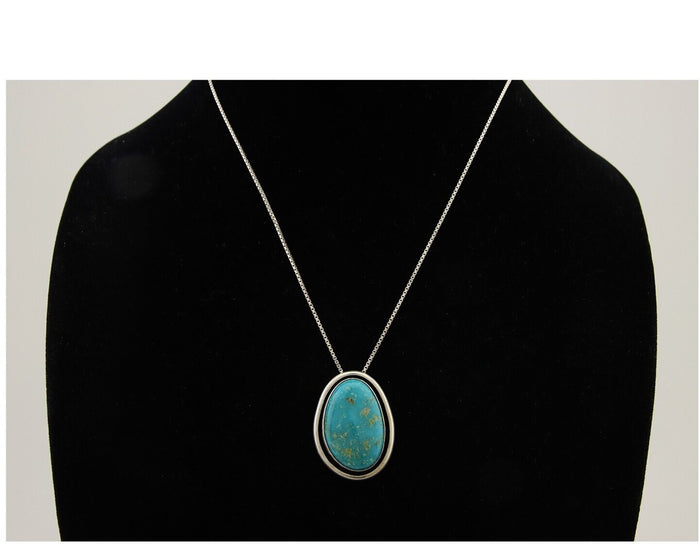 Navajo Necklace 925 Silver Blue Turquoise Artist Signed Doug Zachary C.80's