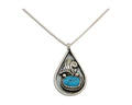 Navajo Necklace 925 Silver Blue Turquoise Artist Signed JASON BAHE C.80's