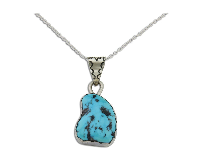 Navajo Necklace 925 Silver Blue Turquoise Artist Signed Tony Guerro C.80's