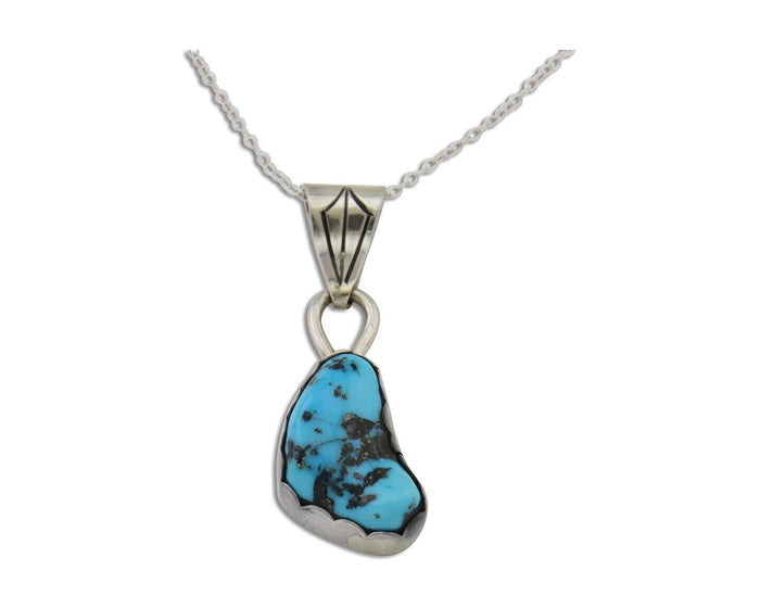 Navajo Necklace 925 Silver Blue Turquoise Artist Signed Tony Guerro C.80's