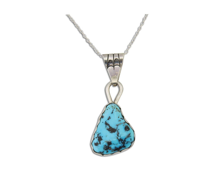 Navajo Necklace 925 Silver Blue Turquoise Artist Signed Tony Guerro C.80's