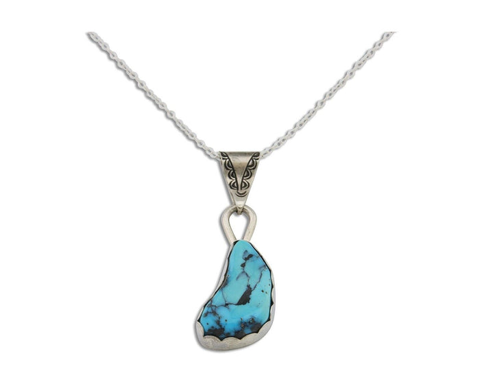 Navajo Necklace 925 Silver Blue Turquoise Artist Signed Tony Guerro C.80's