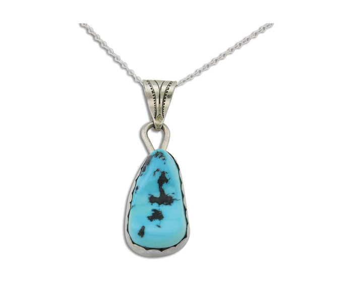 Navajo Necklace 925 Silver Blue Turquoise Artist Signed Tony Guerro C.80's