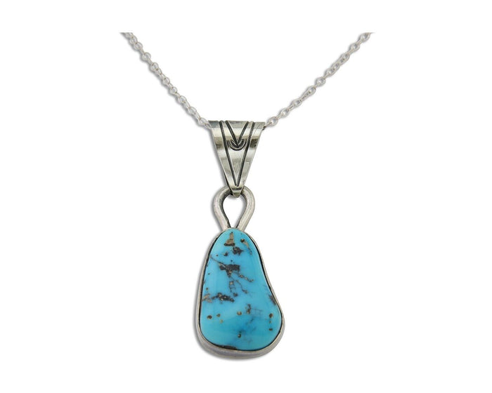 Navajo Necklace 925 Silver Blue Turquoise Artist Signed Tony Guerro C.80's