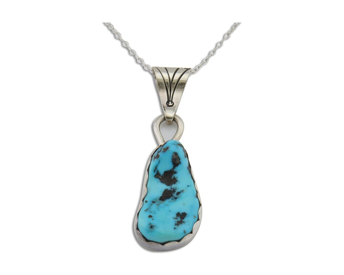 Navajo Necklace 925 Silver Blue Turquoise Artist Signed Tony Guerro C.80's