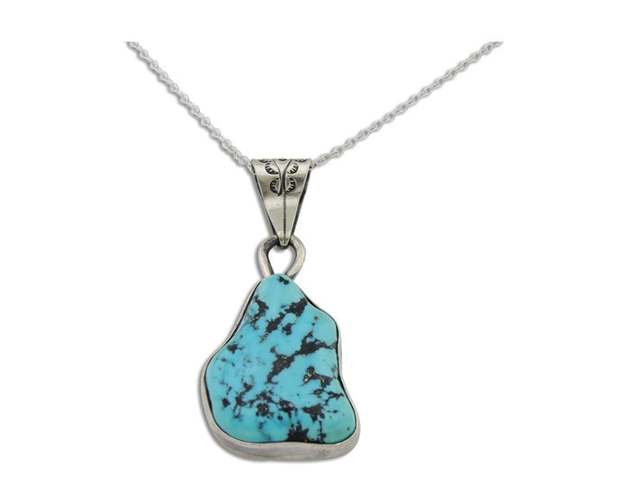 Navajo Necklace 925 Silver Blue Turquoise Artist Signed Tony Guerro C.80's