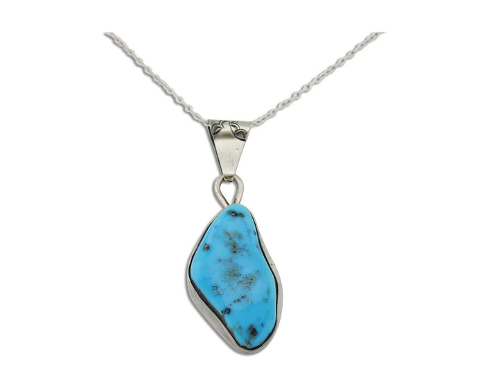 Navajo Necklace 925 Silver Blue Turquoise Artist Signed Tony Guerro C.80's