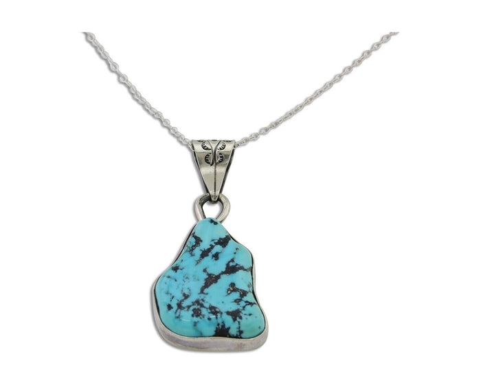 Navajo Necklace 925 Silver Blue Turquoise Artist Signed Tony Guerro C.80's