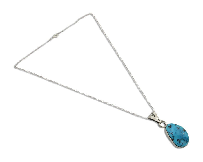 Navajo Necklace 925 Silver Blue Turquoise Artist Signed Tony Guerro C.80's