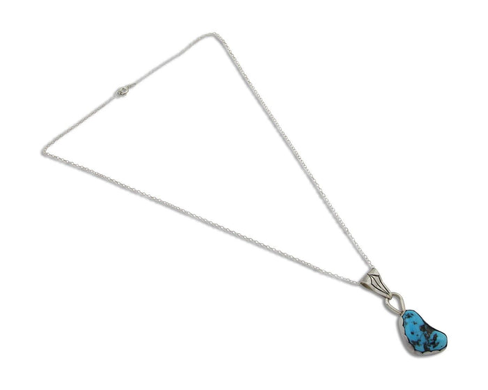 Navajo Necklace 925 Silver Blue Turquoise Artist Signed Tony Guerro C.80's