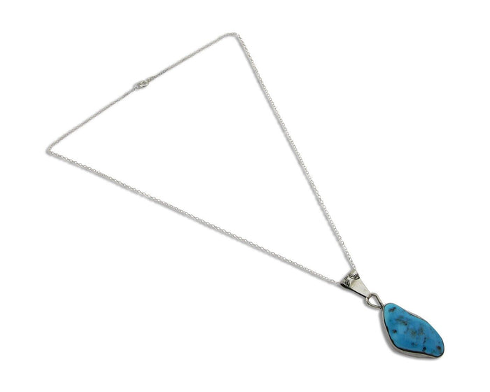 Navajo Necklace 925 Silver Blue Turquoise Artist Signed Tony Guerro C.80's
