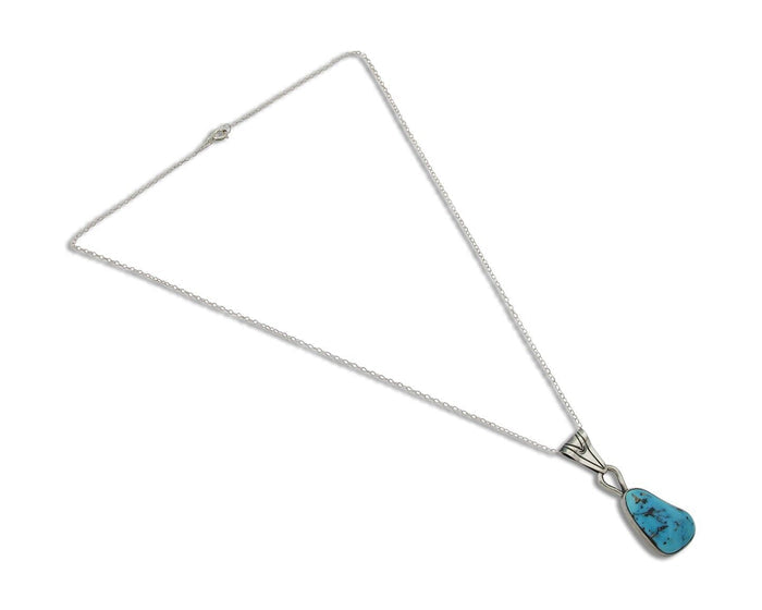 Navajo Necklace 925 Silver Blue Turquoise Artist Signed Tony Guerro C.80's
