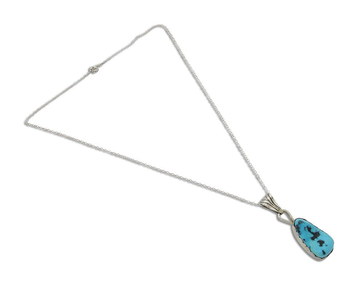 Navajo Necklace 925 Silver Blue Turquoise Artist Signed Tony Guerro C.80's