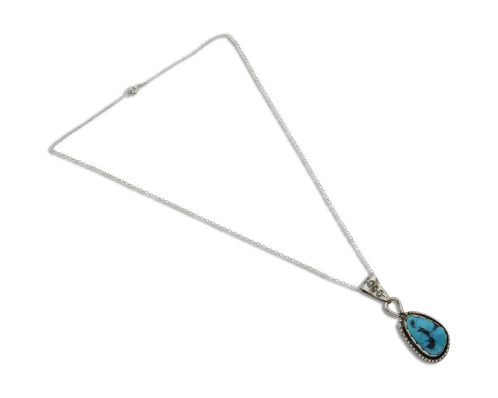 Navajo Necklace 925 Silver Blue Turquoise Artist Signed Tony Guerro C.80's