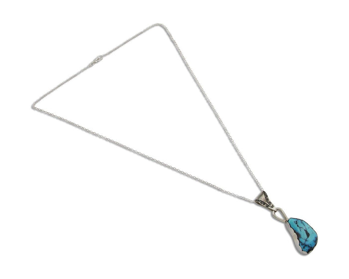 Navajo Necklace 925 Silver Blue Turquoise Artist Signed Tony Guerro C.80's