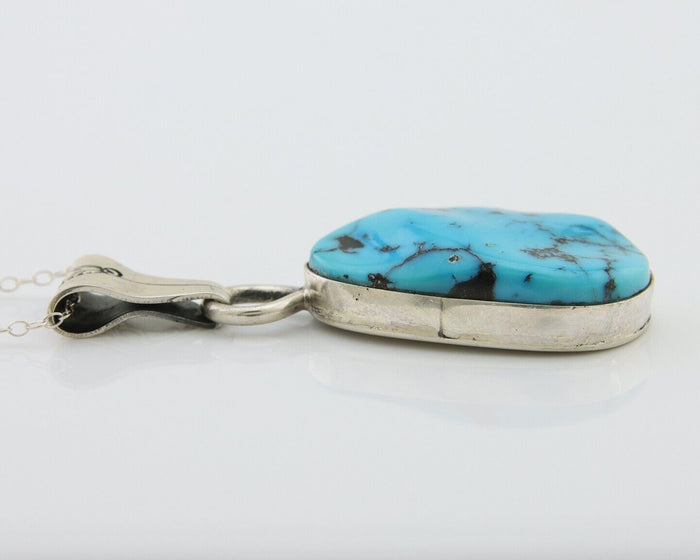 Navajo Necklace 925 Silver Blue Turquoise Artist Signed Tony Guerro C.80's