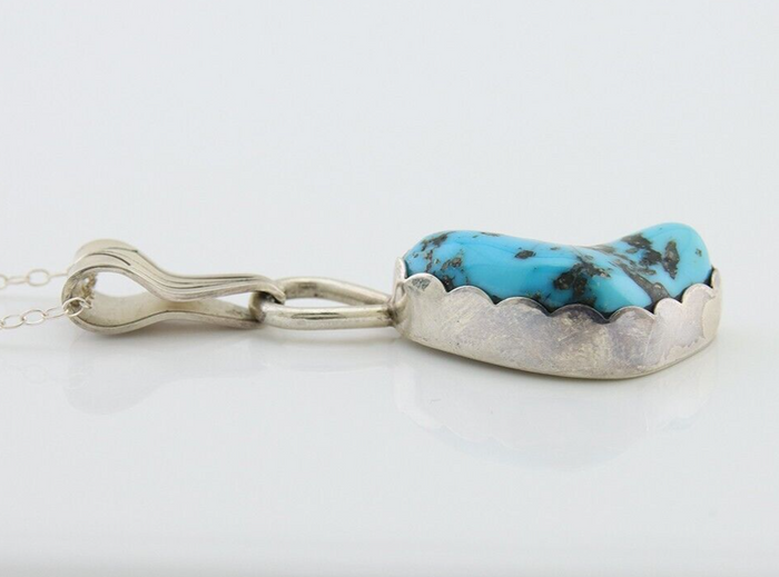 Navajo Necklace 925 Silver Blue Turquoise Artist Signed Tony Guerro C.80's