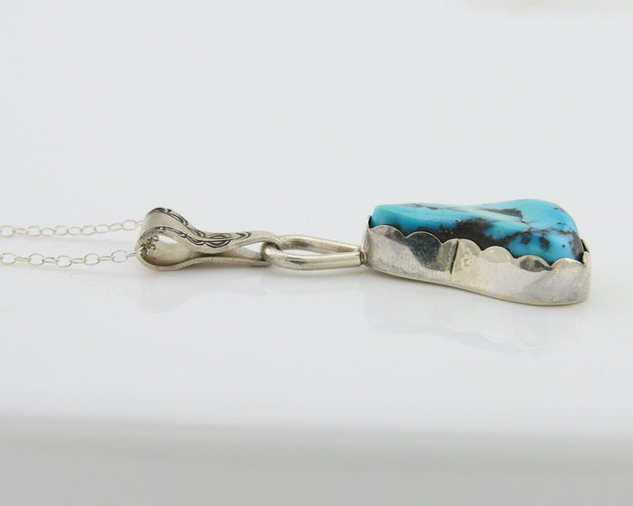 Navajo Necklace 925 Silver Blue Turquoise Artist Signed Tony Guerro C.80's