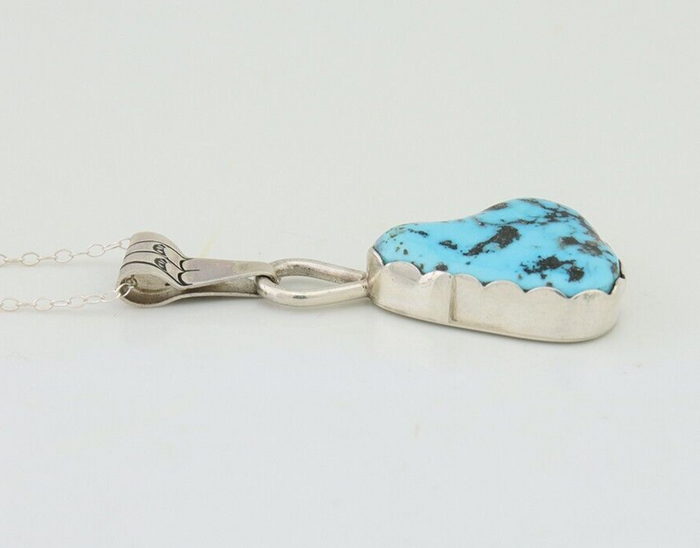 Navajo Necklace 925 Silver Blue Turquoise Artist Signed Tony Guerro C.80's