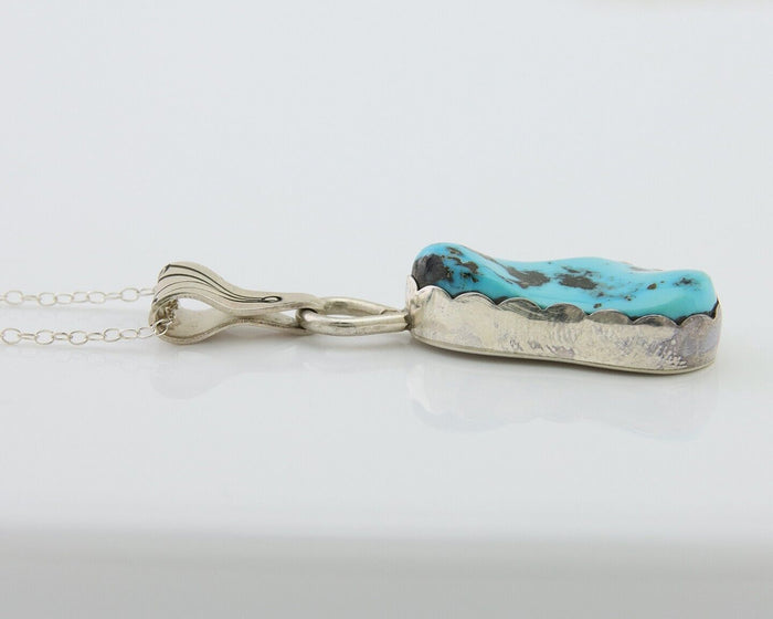 Navajo Necklace 925 Silver Blue Turquoise Artist Signed Tony Guerro C.80's