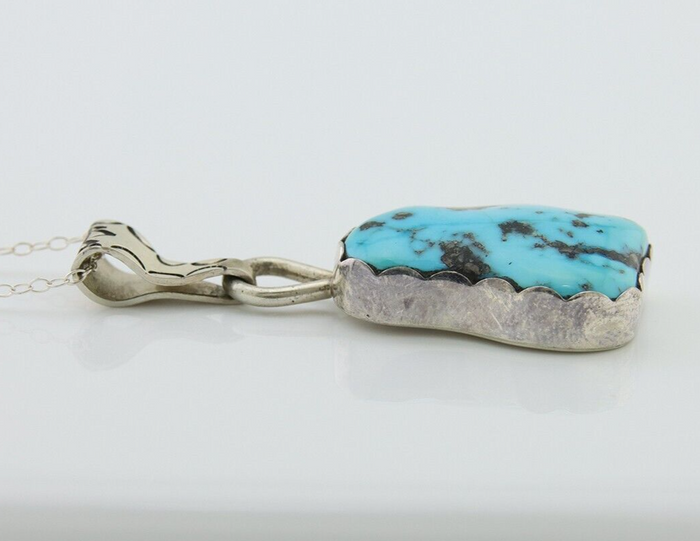 Navajo Necklace 925 Silver Blue Turquoise Artist Signed Tony Guerro C.80's