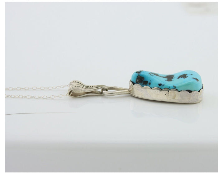 Navajo Necklace 925 Silver Blue Turquoise Artist Signed Tony Guerro C.80's