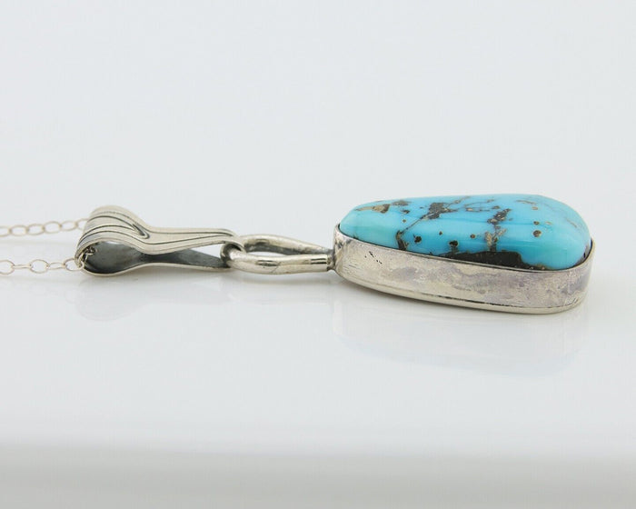 Navajo Necklace 925 Silver Blue Turquoise Artist Signed Tony Guerro C.80's