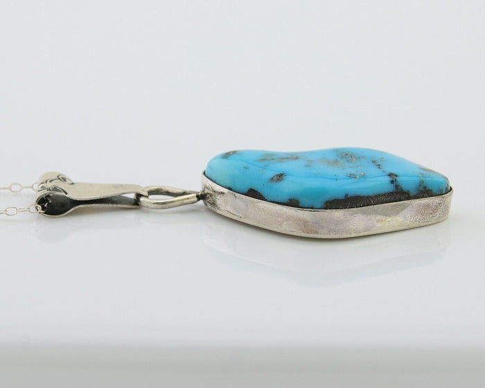 Navajo Necklace 925 Silver Blue Turquoise Artist Signed Tony Guerro C.80's